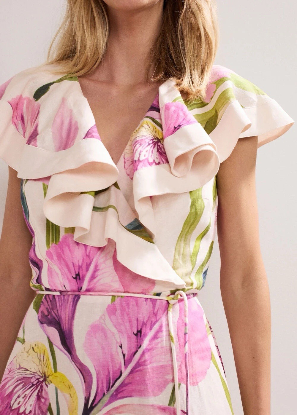 Phase Eight Matlida Floral Linen Ruffle Midi Dress. Multi Size 8. BNWT. RRP £179
