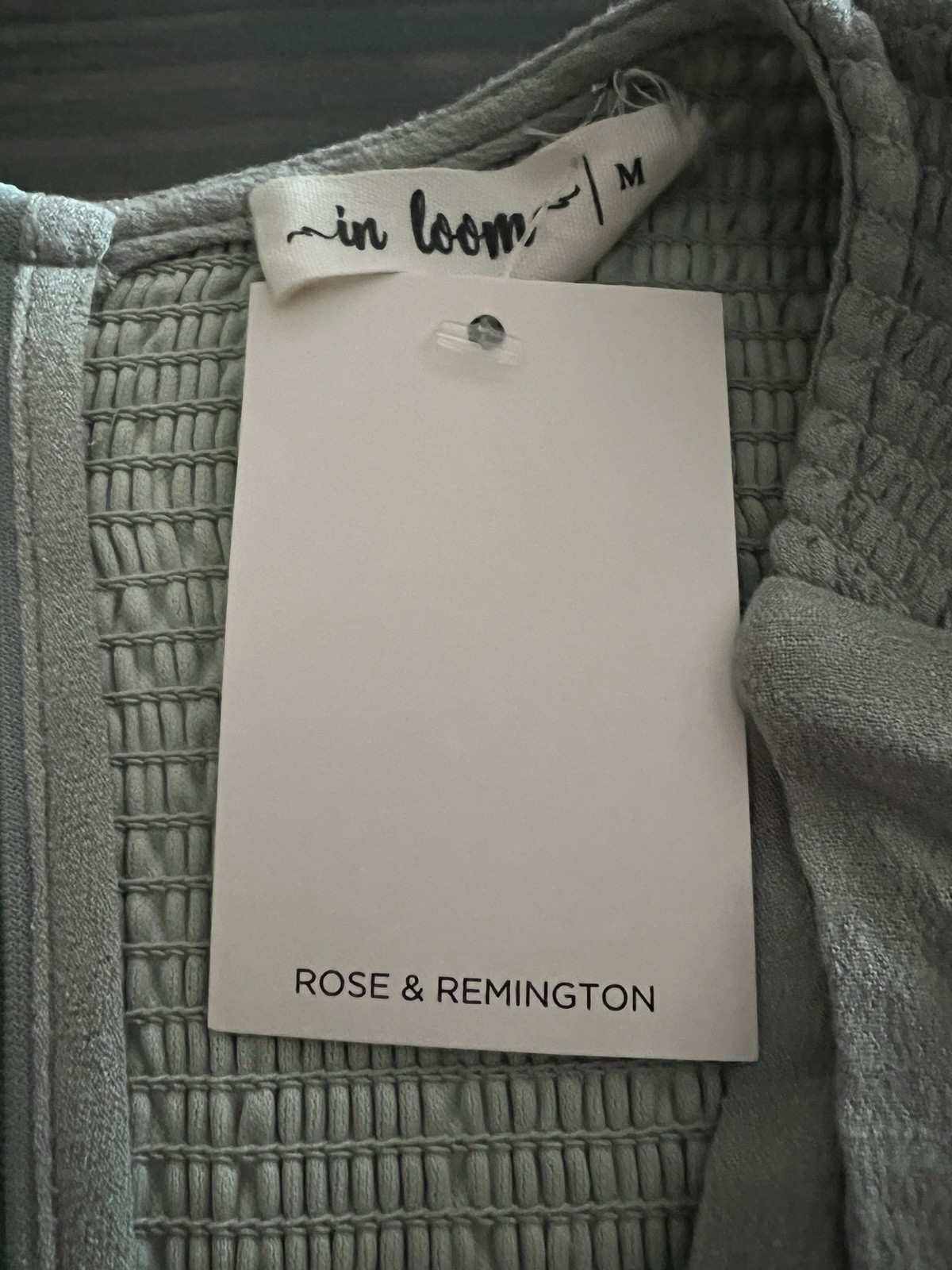 Rose and Remington Light Sage Smocked Back Rayon Dress Size M NWT