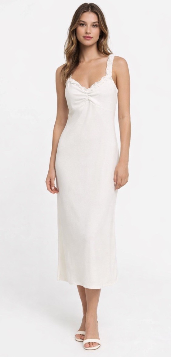 Revolve Privacy Please White Ruffle Dress Sleeveless Size Medium NWT