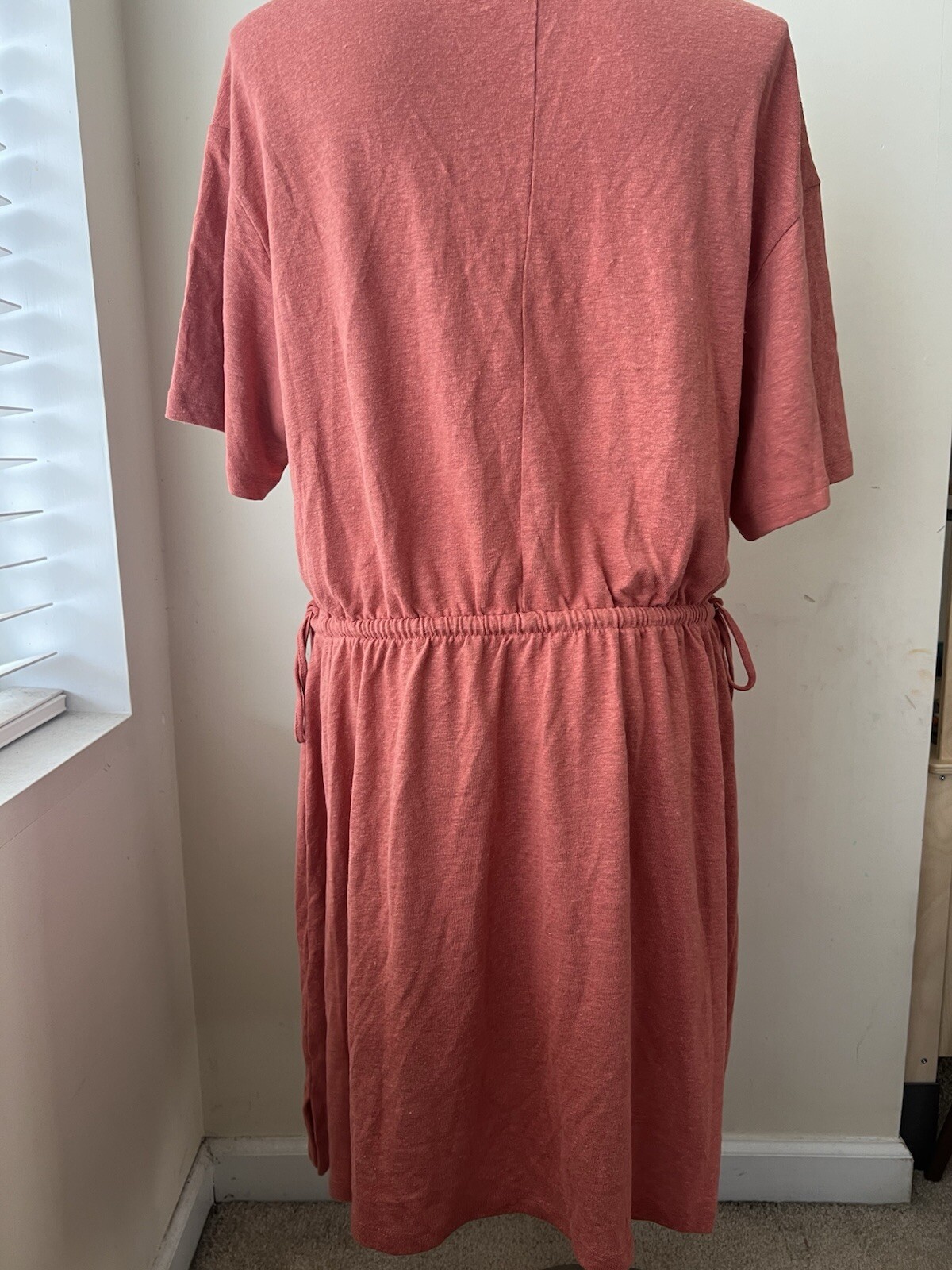 old Navy Womens XLARGE Red Basil Cinch Waist Tshirt Dress Linen Blend VEUC