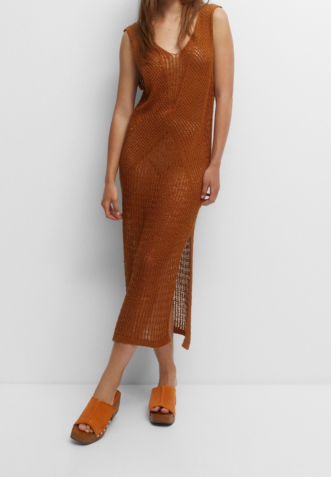 Pull & Bear crochet backless knit maxi beach dress cover up