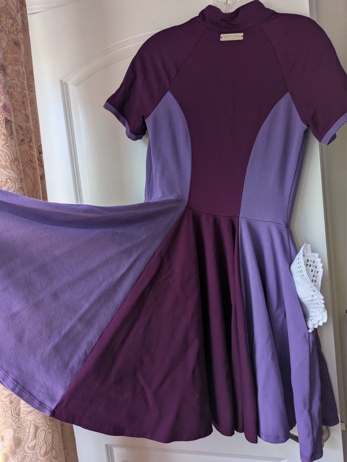 L Elhoffer Design Marvelous Arrow Dress tricolor Ponte pockets