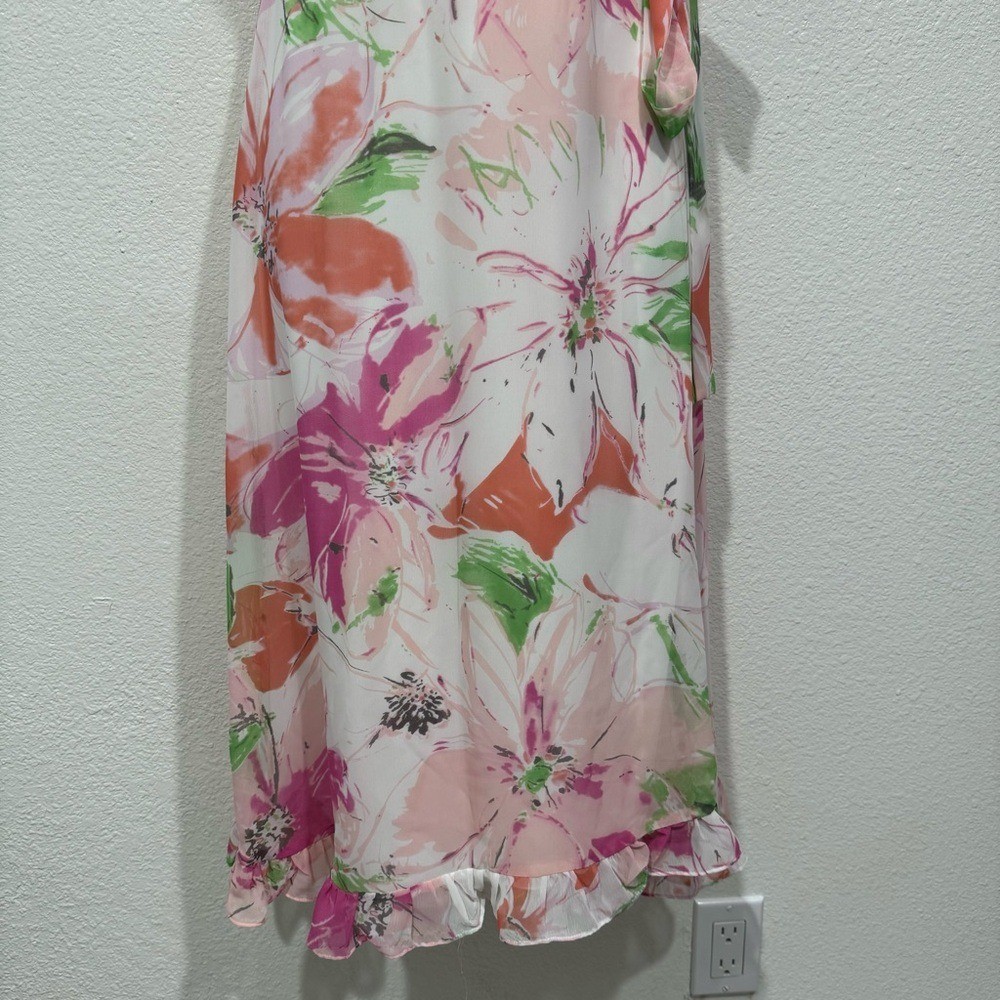 jonathan martin pink floral sleeveless wrap long maxi dress