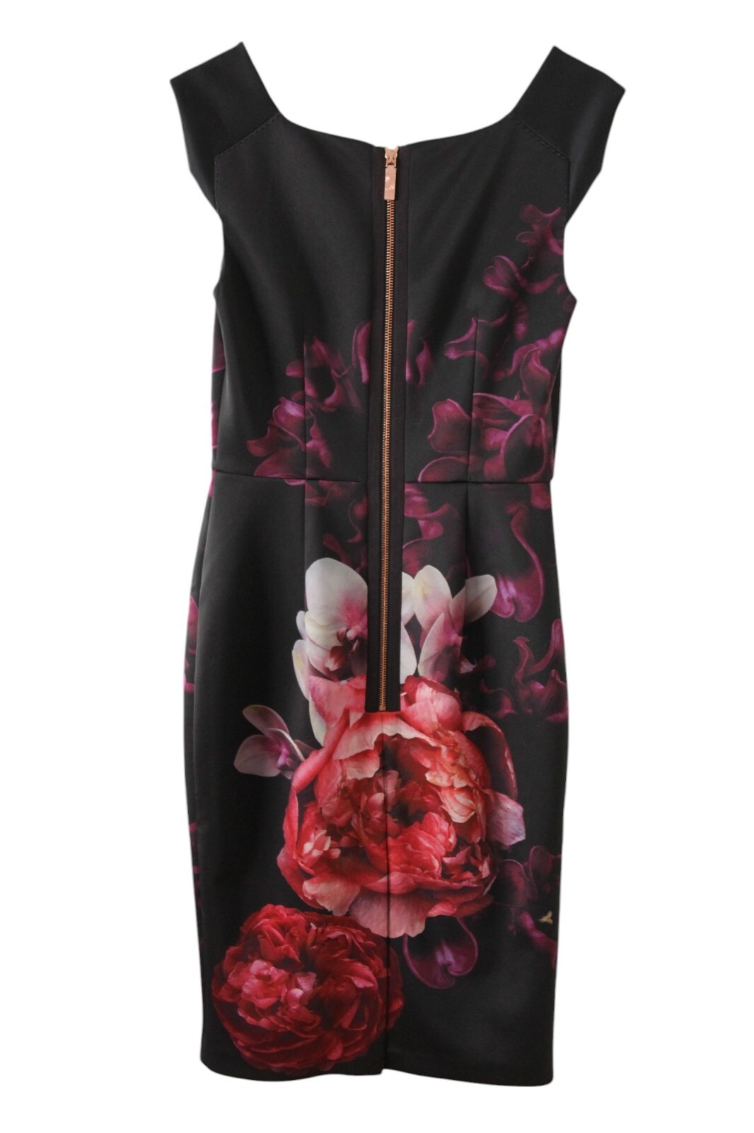 Ted Baker Dress Semanj Splendour Floral Sheath Midi Sleeveless Size 1 US 2 4