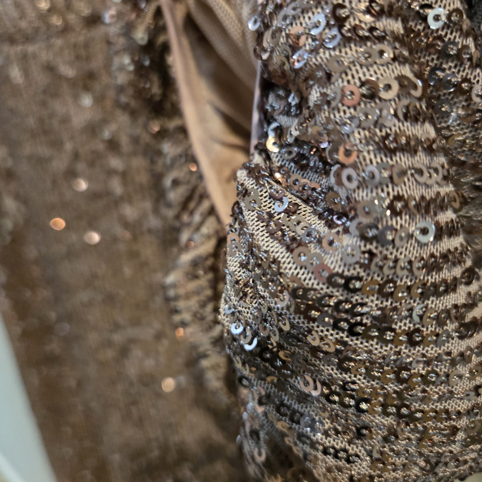 Eliza J Cocktail Sequin Mini Dress~ Rose Gold V-Neck Sheath/Balloon Sleeves NEW