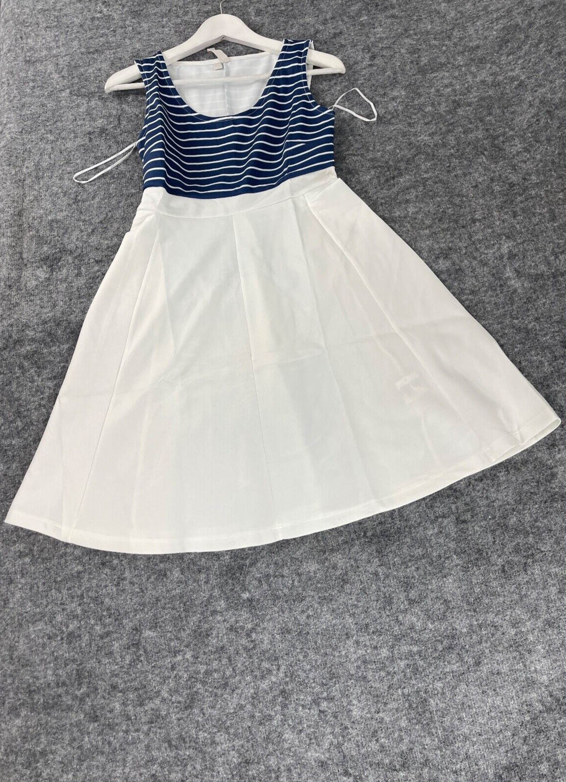 Body Flirt Swing Dress Womens Small Striped Sleeveless A Line White Blue N334