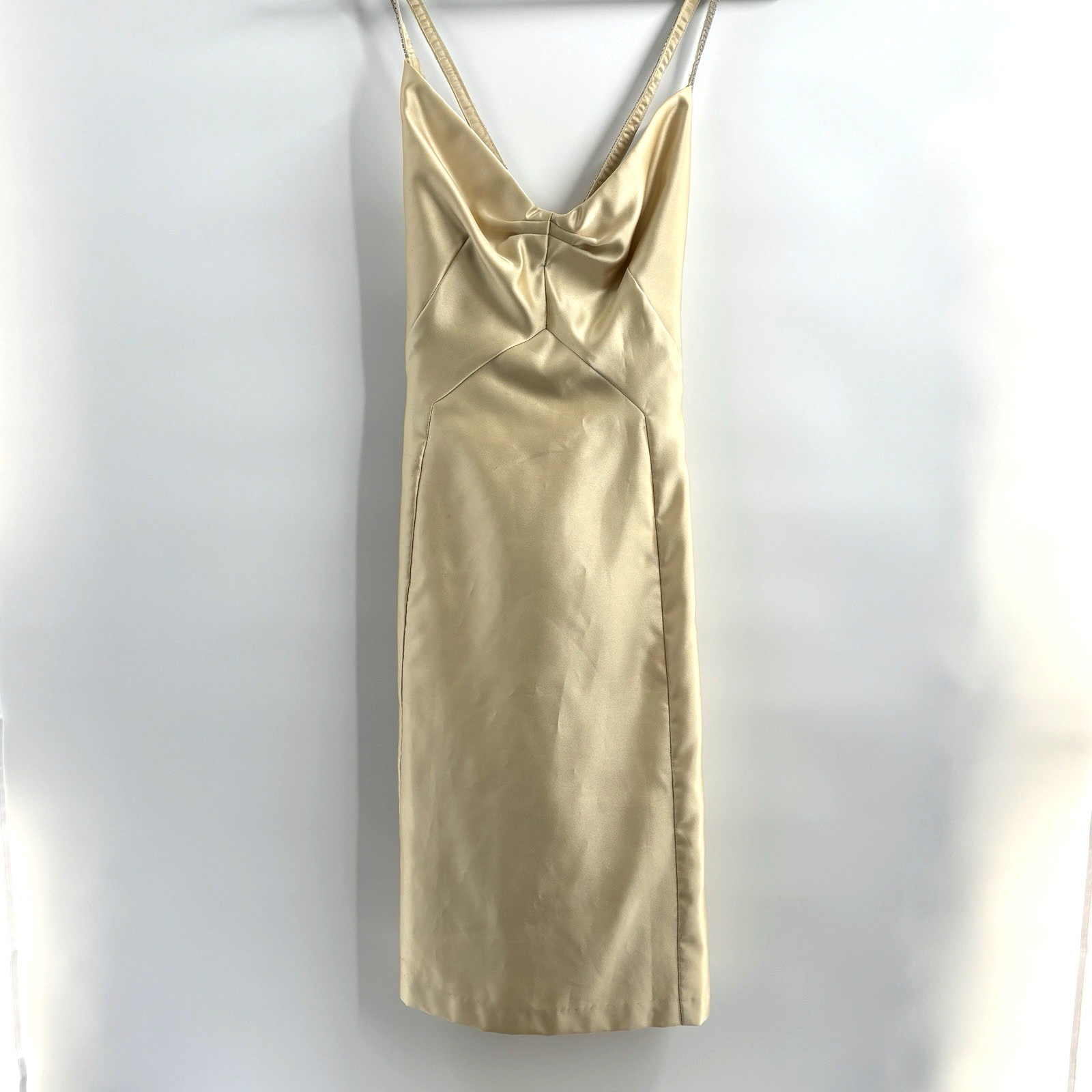 Moda International “Victoria Secret ” Dress Sz 12 Vintage Y2K Gold Pleated Hem