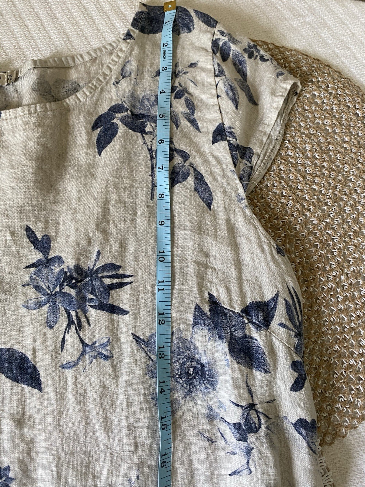Lingo L’Arno 100% Linen Shift Dress Coastal Lagenlook Floral Made In Italy 2X