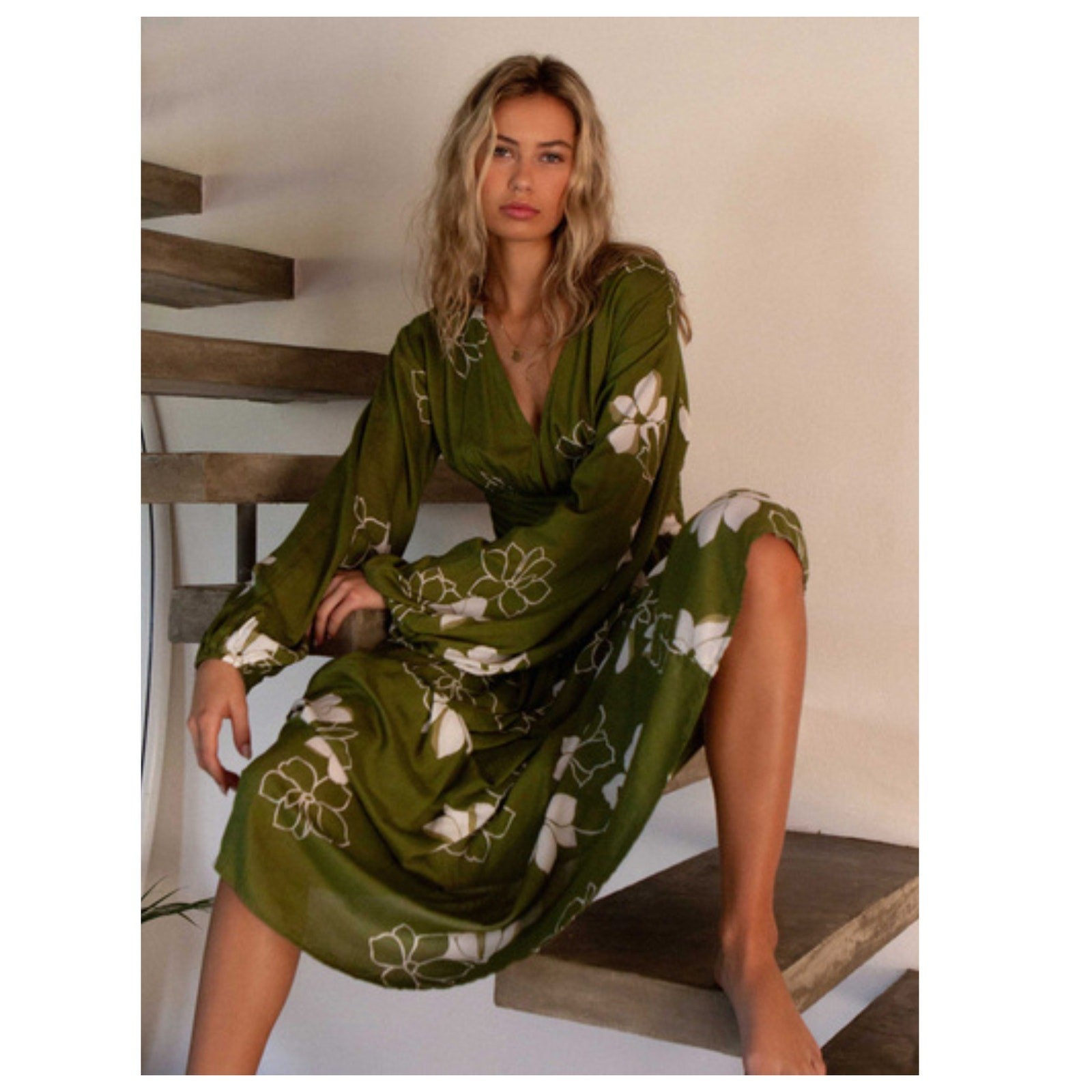 BILLABONG Night Bloom Floral Long Sleeve Maxi Dress Size XS