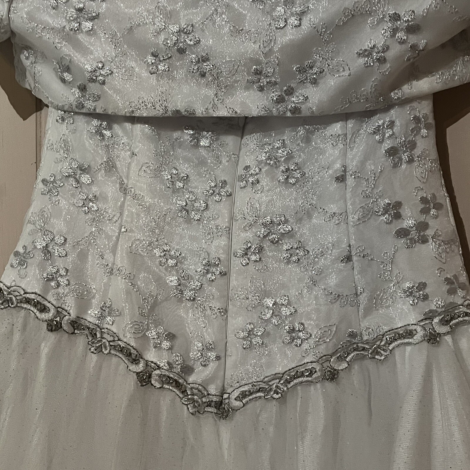 C.W. Designs 2 Piece White Dress Lace Sparkle Women Girl A-line Formal Party 2-4