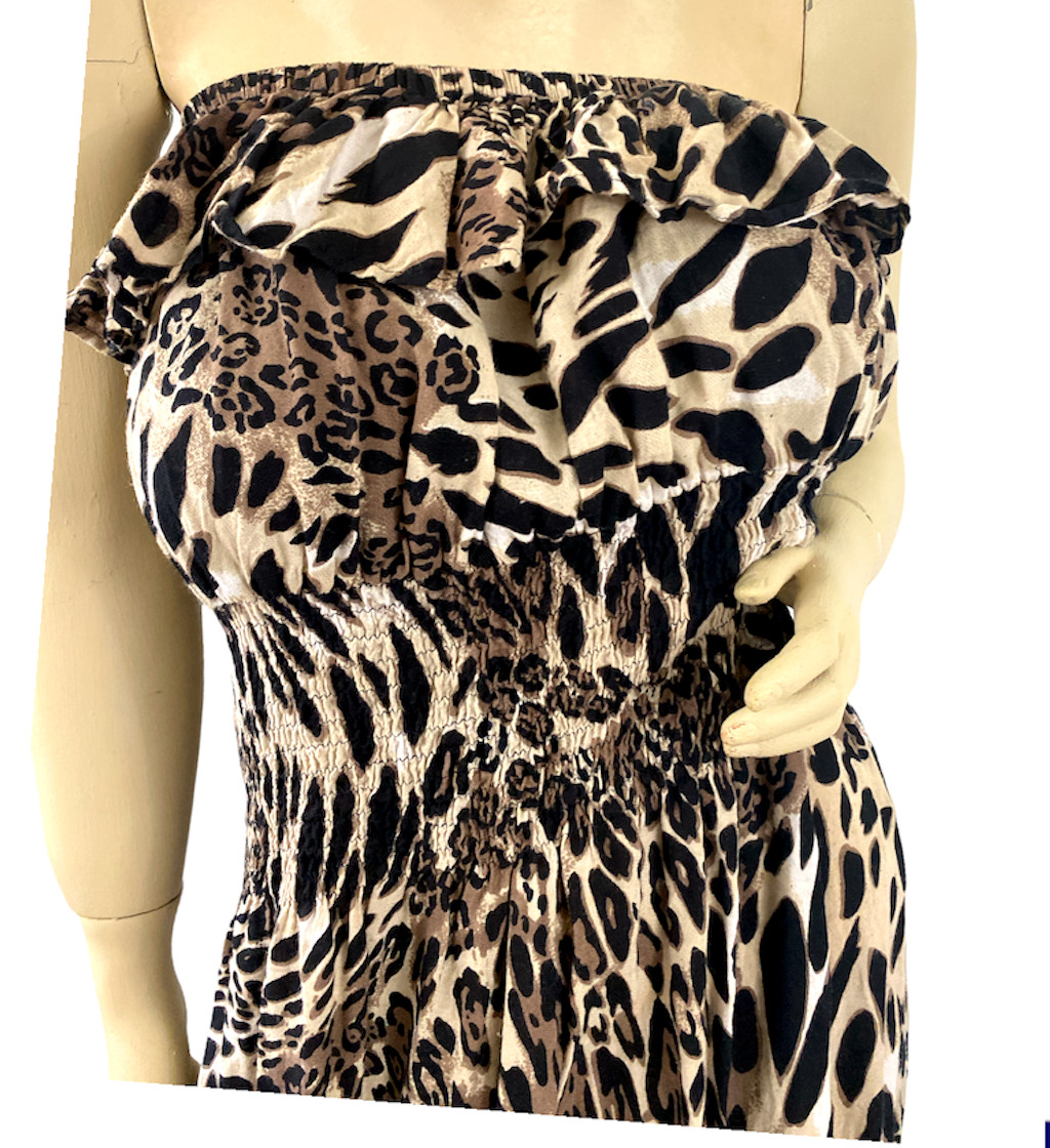 Love Heart Chesley Maxi Sleeveless Animal Print Brown Collarless Dress Size 2X