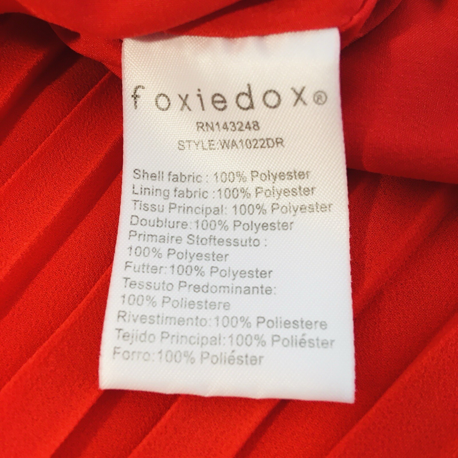 Foxiedox Red Pleated Ruffle Dress Sz S VNeck Zipper Lined Wedding Guest Party