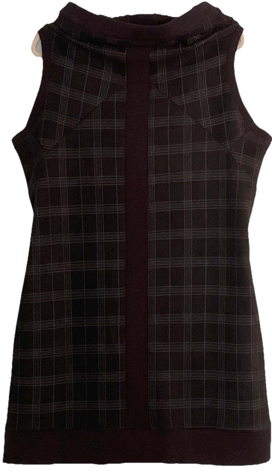 Ruti Black Plaid Dress M/L Draped Cowl Neck Midi Smocked Lagenlook Preppy