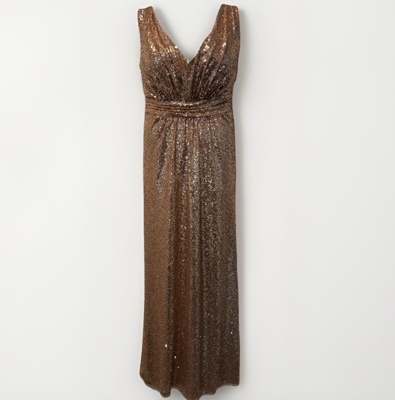 Revelry Bijou Rose Gold Sequin Maxi Dress Size 22 Formal Bridesmaid