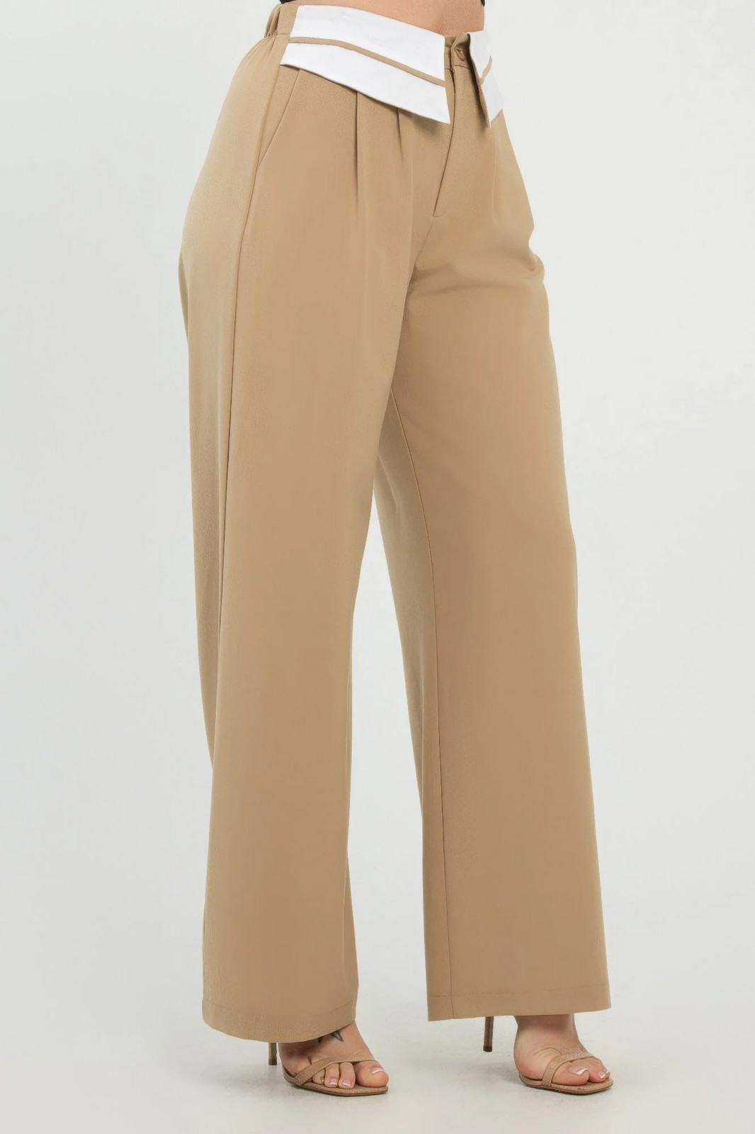 Front Button Fold-over Inside Zipper Pants – Women’s Clothing