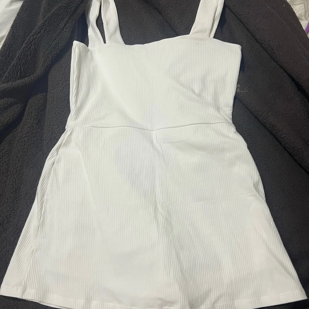 NWT White Rib Square Neck Active Dress with shorts Size xl PINK/Victorias Secret