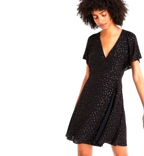EUC Madewell Size 14 short black dress gold dots sheer, lined, lightweight, cute