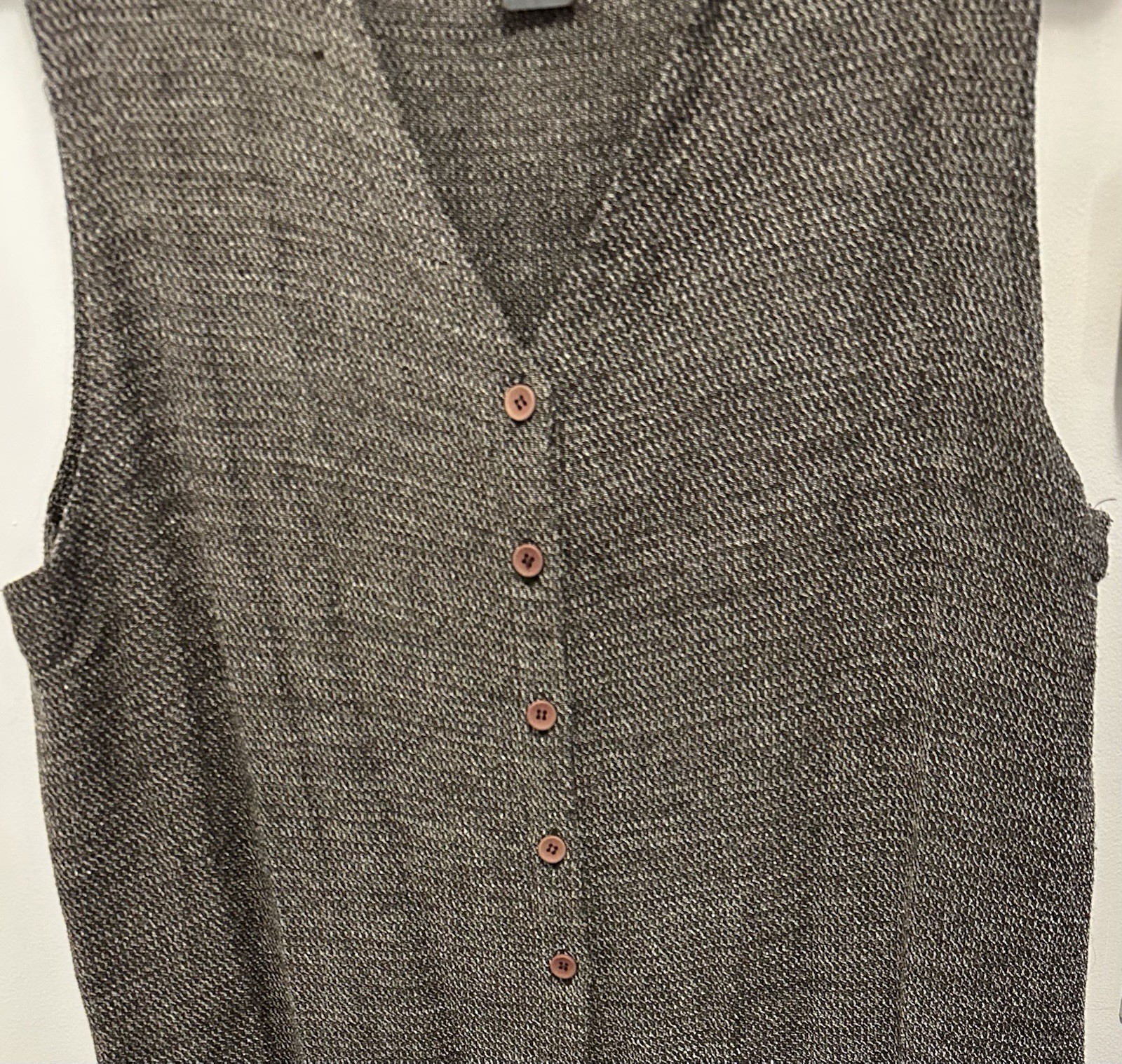 Vintage 80s EILEEN FISHER Brown Rayon/Wool Textured Women’s Maxi Vest Dress L/XL