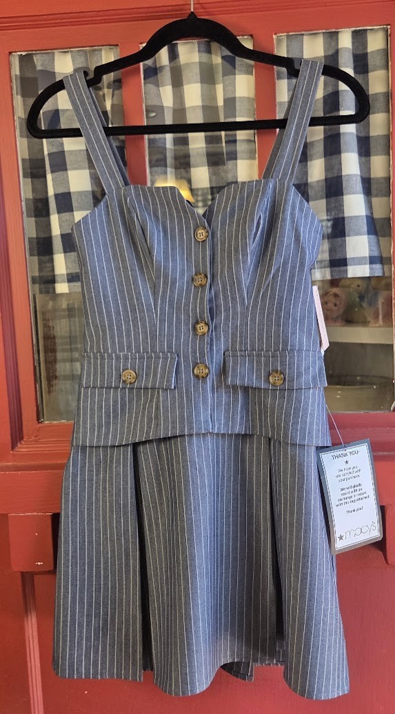 City Studio Women’s Classic Blue Pinstriped Sleeveless Strap Mini Dress Size XXS