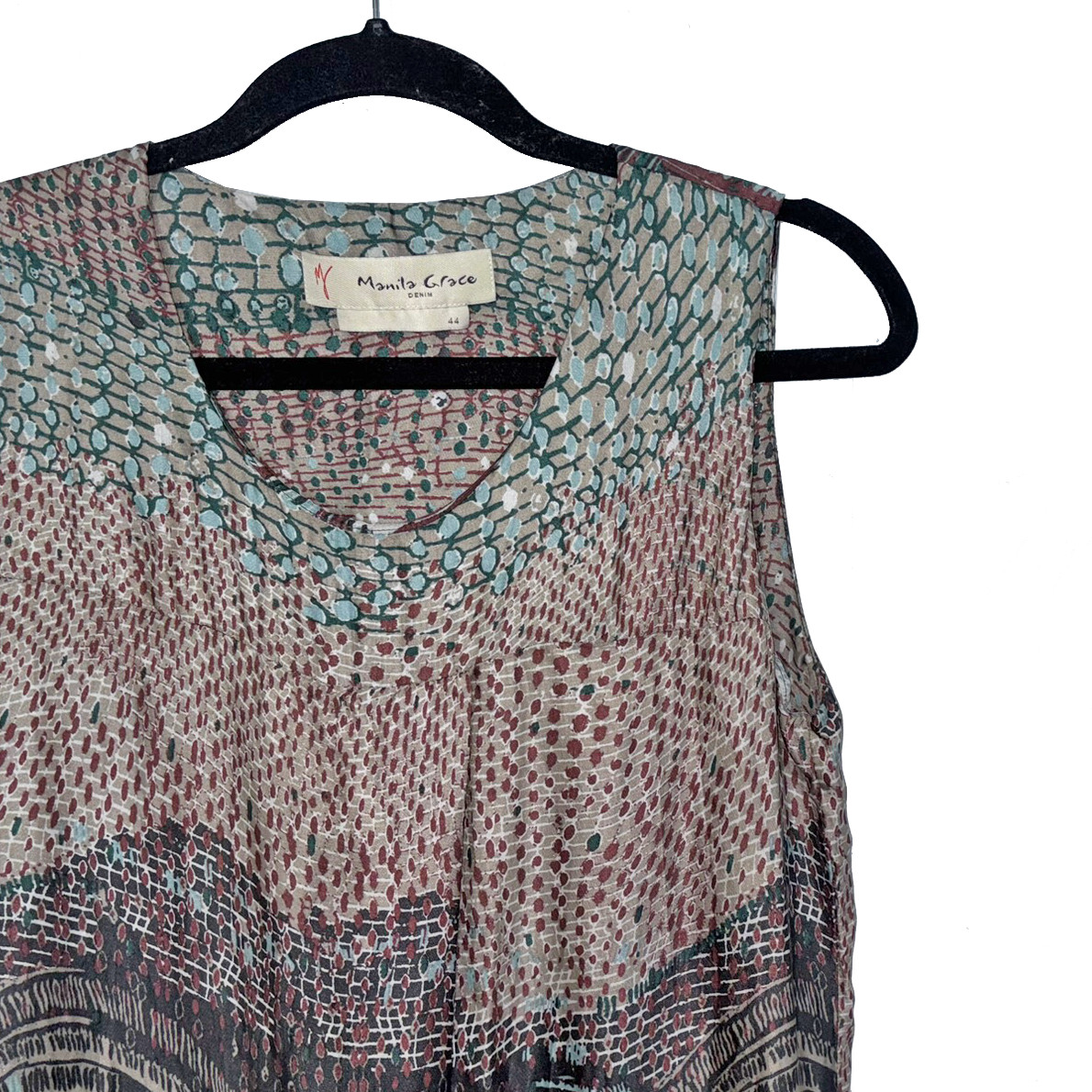 Manila Grace Italian Silk Blend Abstract Print Sleeveless Dress – Size 8-10