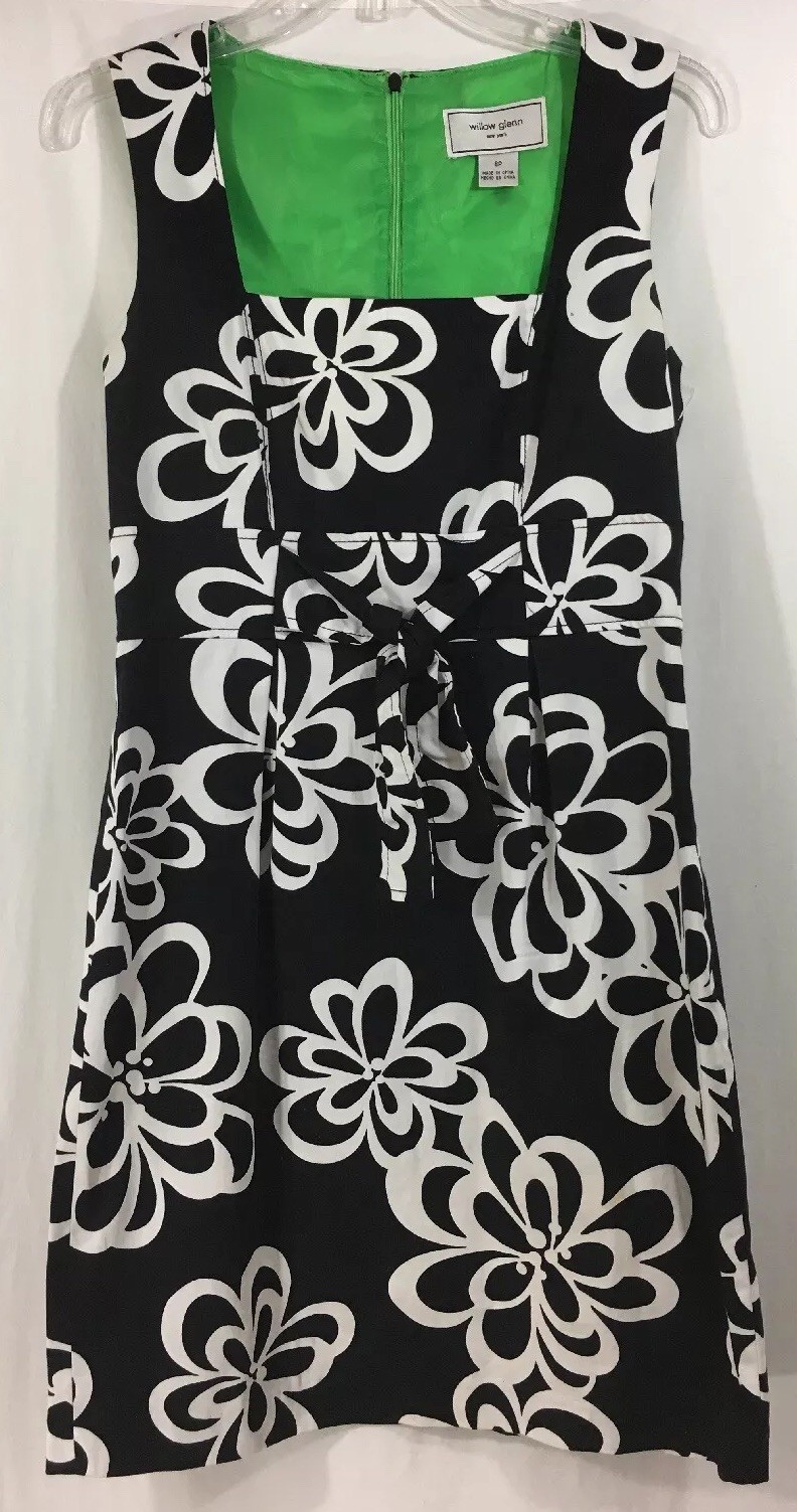 Willow Glenn New York Women’s Sleeveless Sheath Dress Black White Floral Size 8P