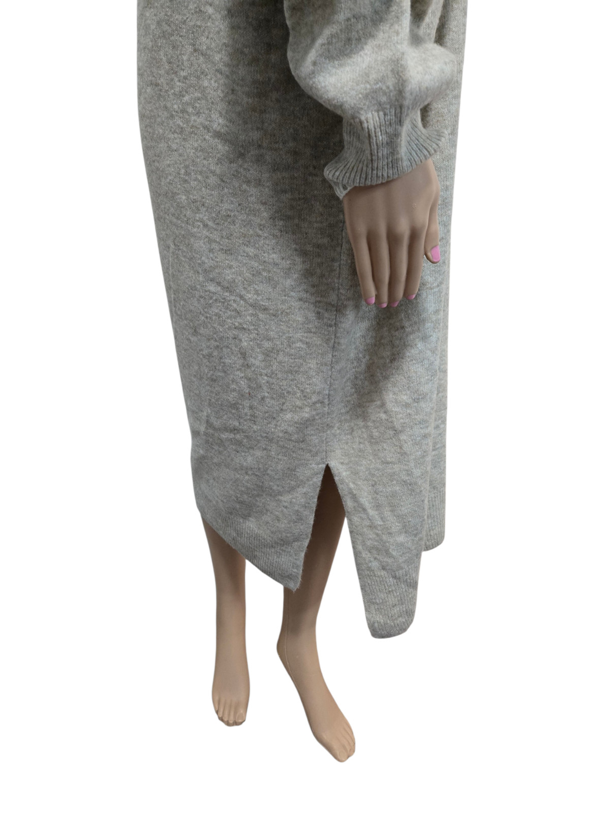 1. State large heathered tan long sleeve collared sweater dress