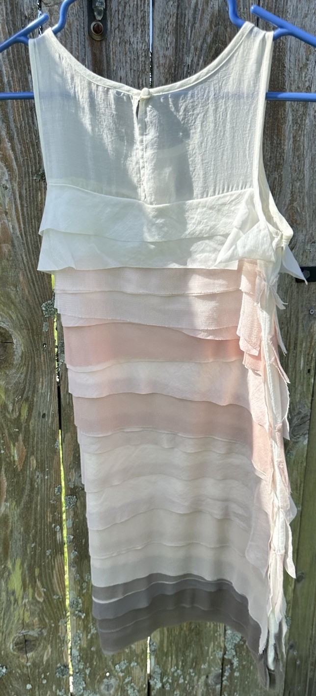 LOFT Layered Sheer Neutrals Sheath Dress Keyhole Button Back Closure Size 0P