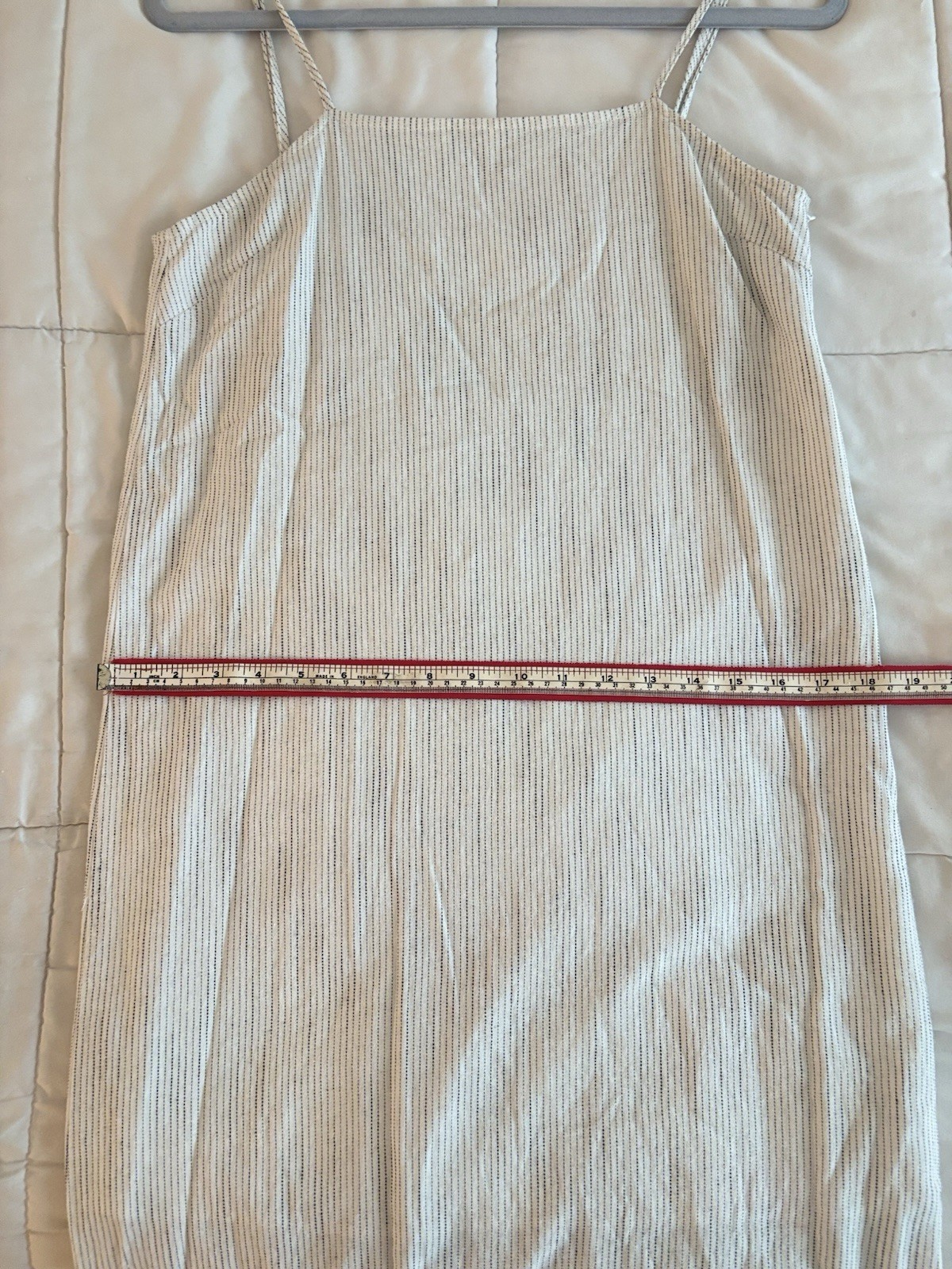 MOD REF SIZE SMALL WOMEN IVORY PINSTRIPED SHEER BOTTOM STRAPPY SUMMER DRESS