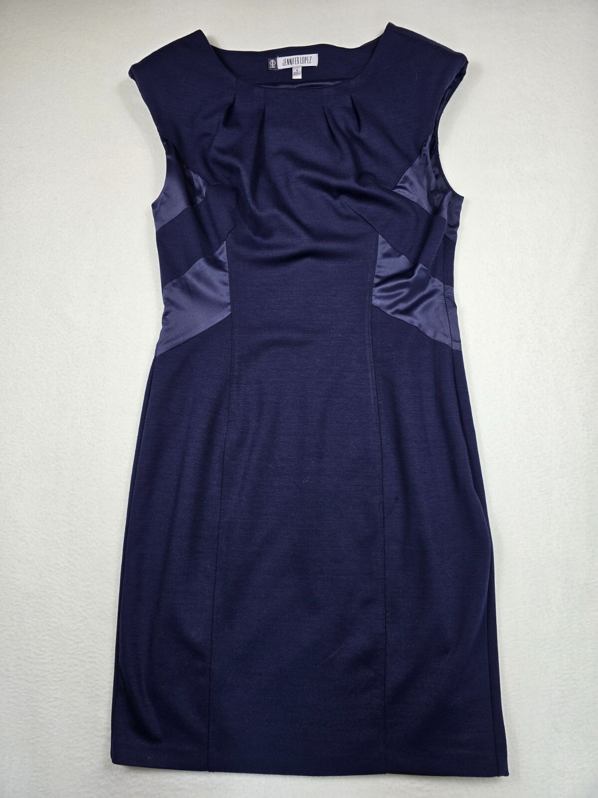 Jennifer Lopez Womens Navy Sheath Dress Size 8 Sleeveless Side Zipper