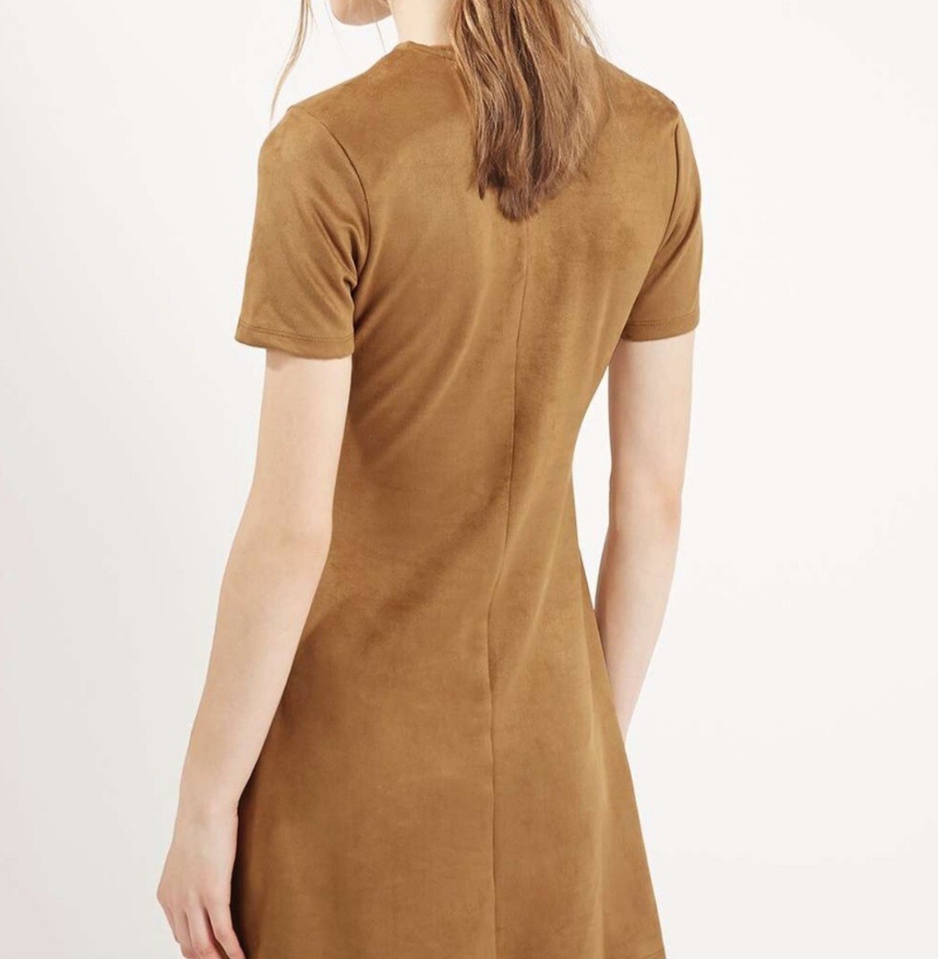 TopShop Honey Brown Short Sleeve Mini Slim Fit Dress Size 8 Petite