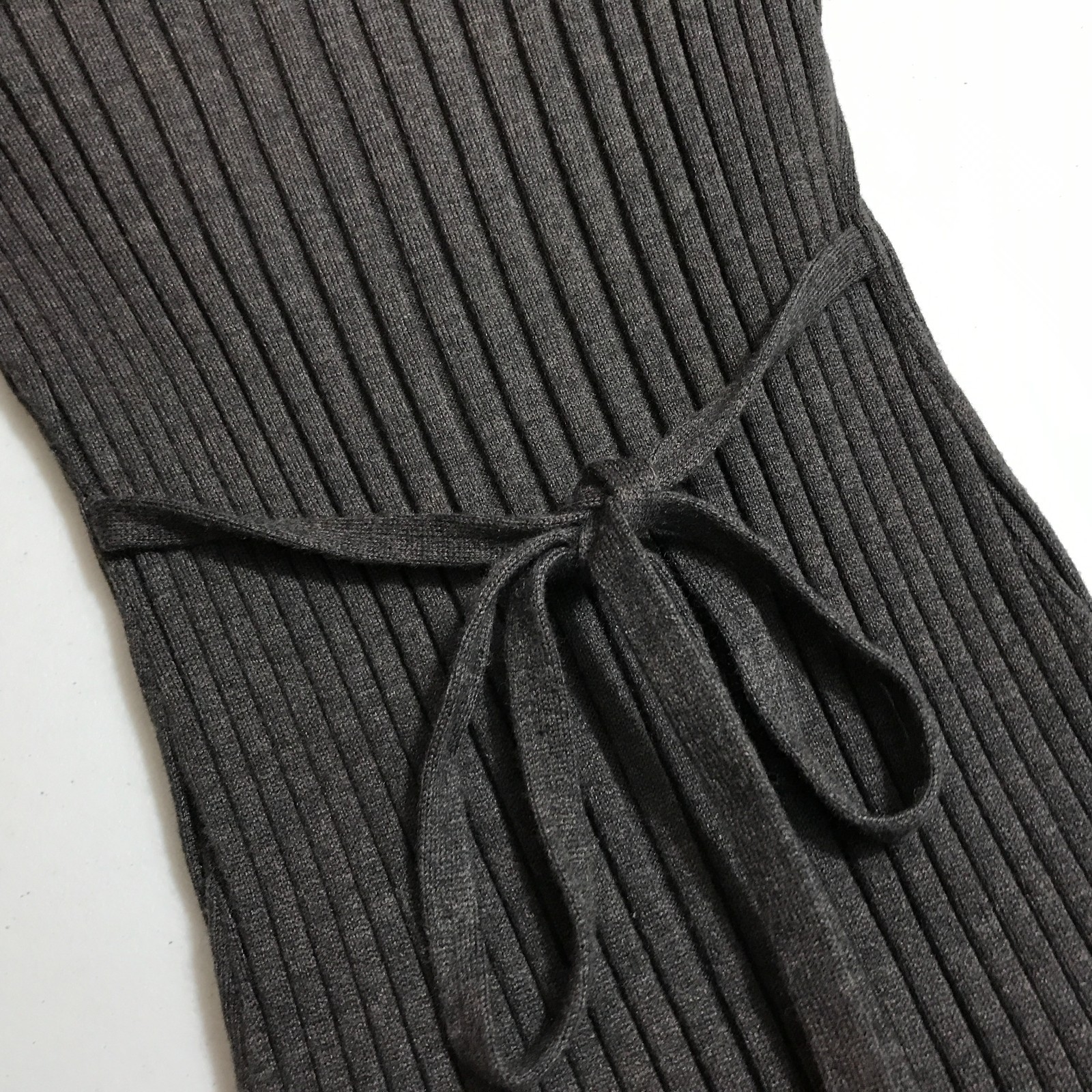 Quince Cotton Cashmere Ribbed Long Sleeve Crew Midi Dress Mocha Heather Size XS