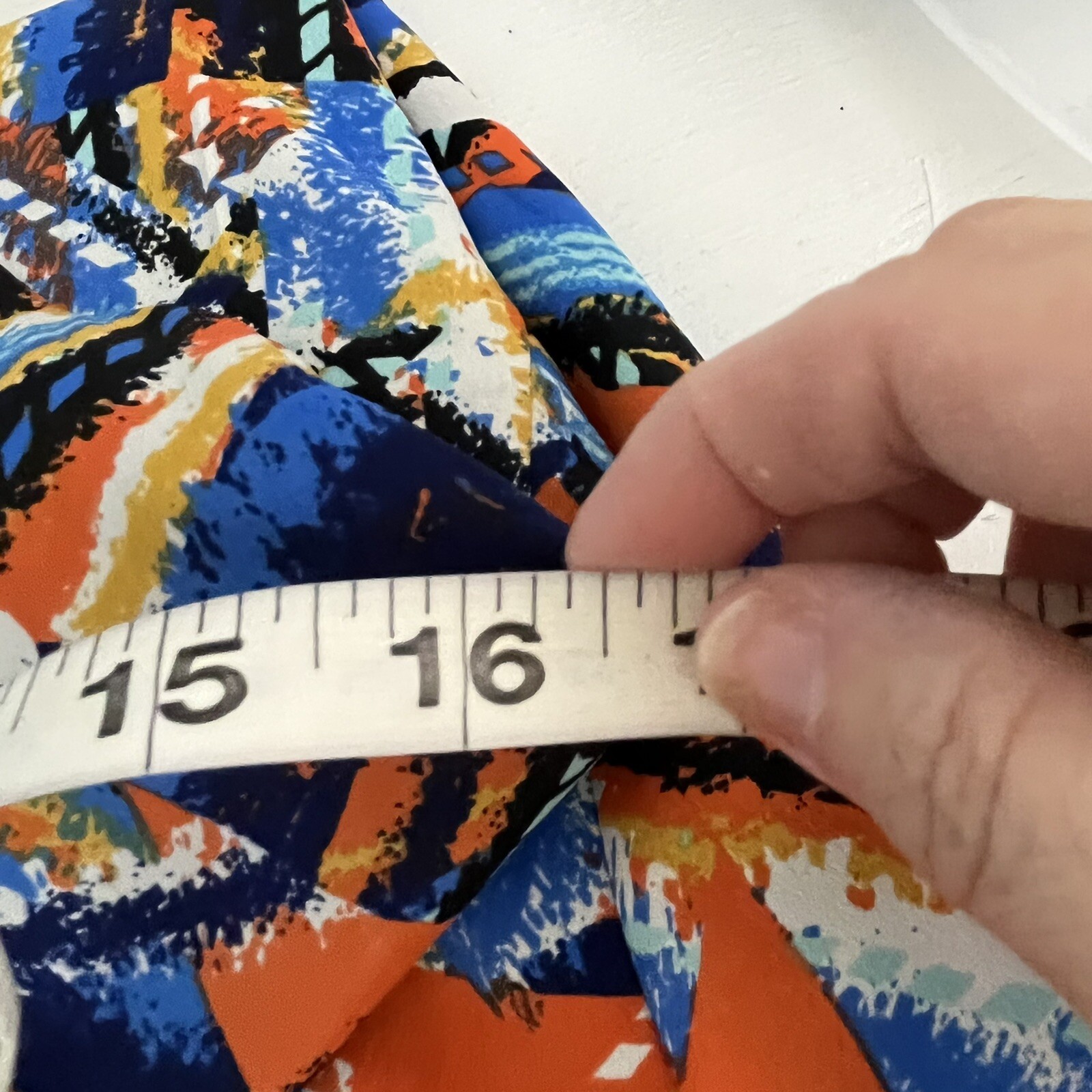 Three Eighty Two Sun Dress Sz S Orange Blue White Geometric V Neck Boho Festival