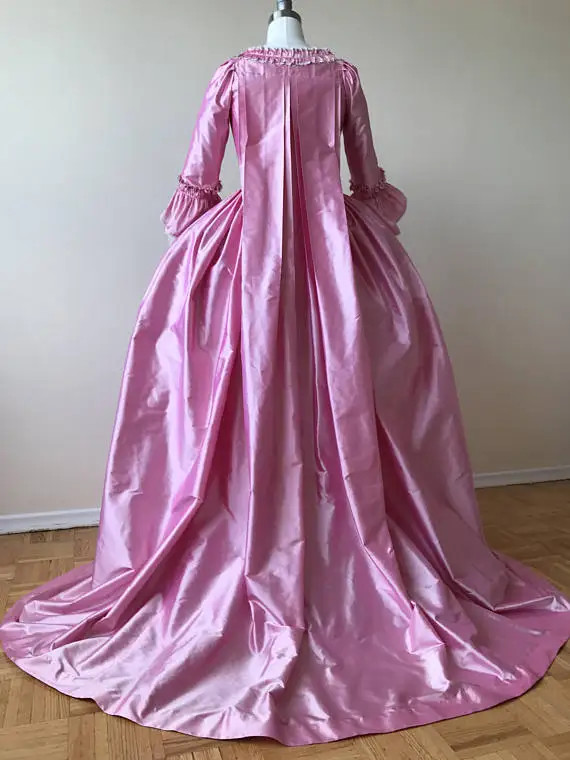 Women’s Rococo Marie Antoinette Pink Gown Dress 1700s Royal Court Belle Marie