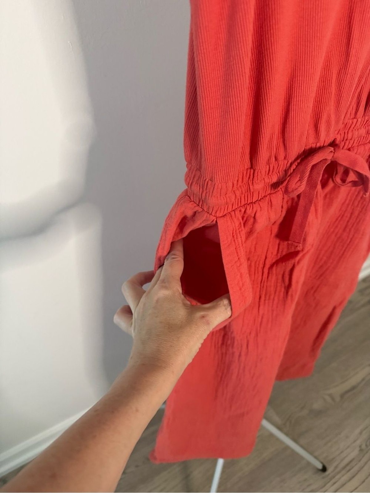 Be Cool Los Angeles Coral Sleeveless Midi Dress with Pockets | Size Small