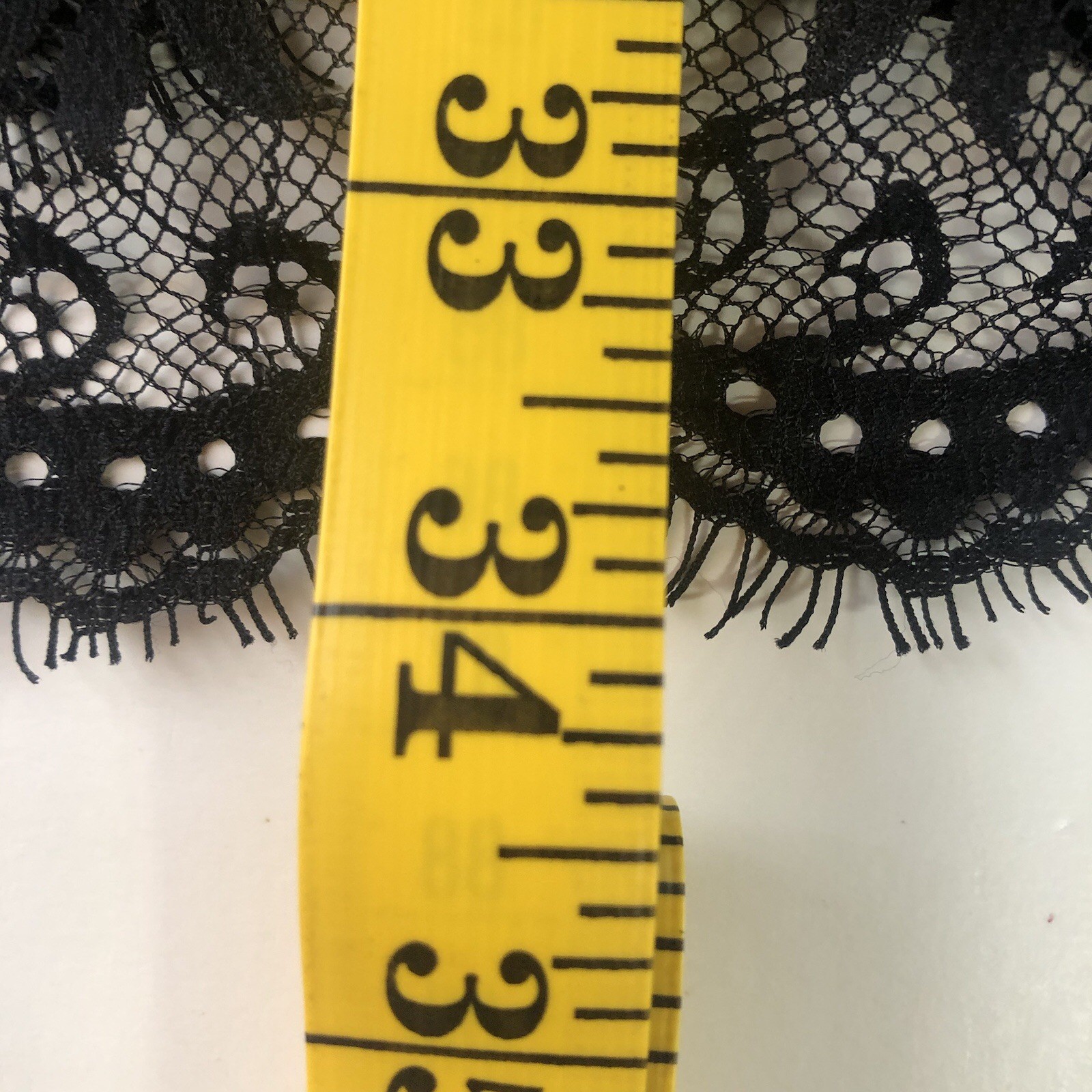 Max Studio Black Lace Dress Medium M 3/4 Sleeve Scalloped Eyelash Hem Shift⁠
