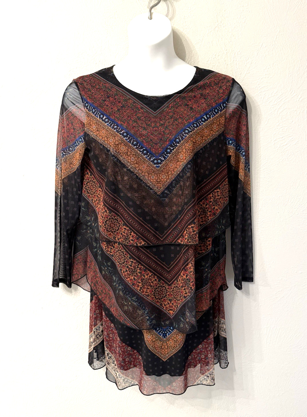 Desigual size XL women’s Ocrida Dress sheer sleeve layered look fall mini