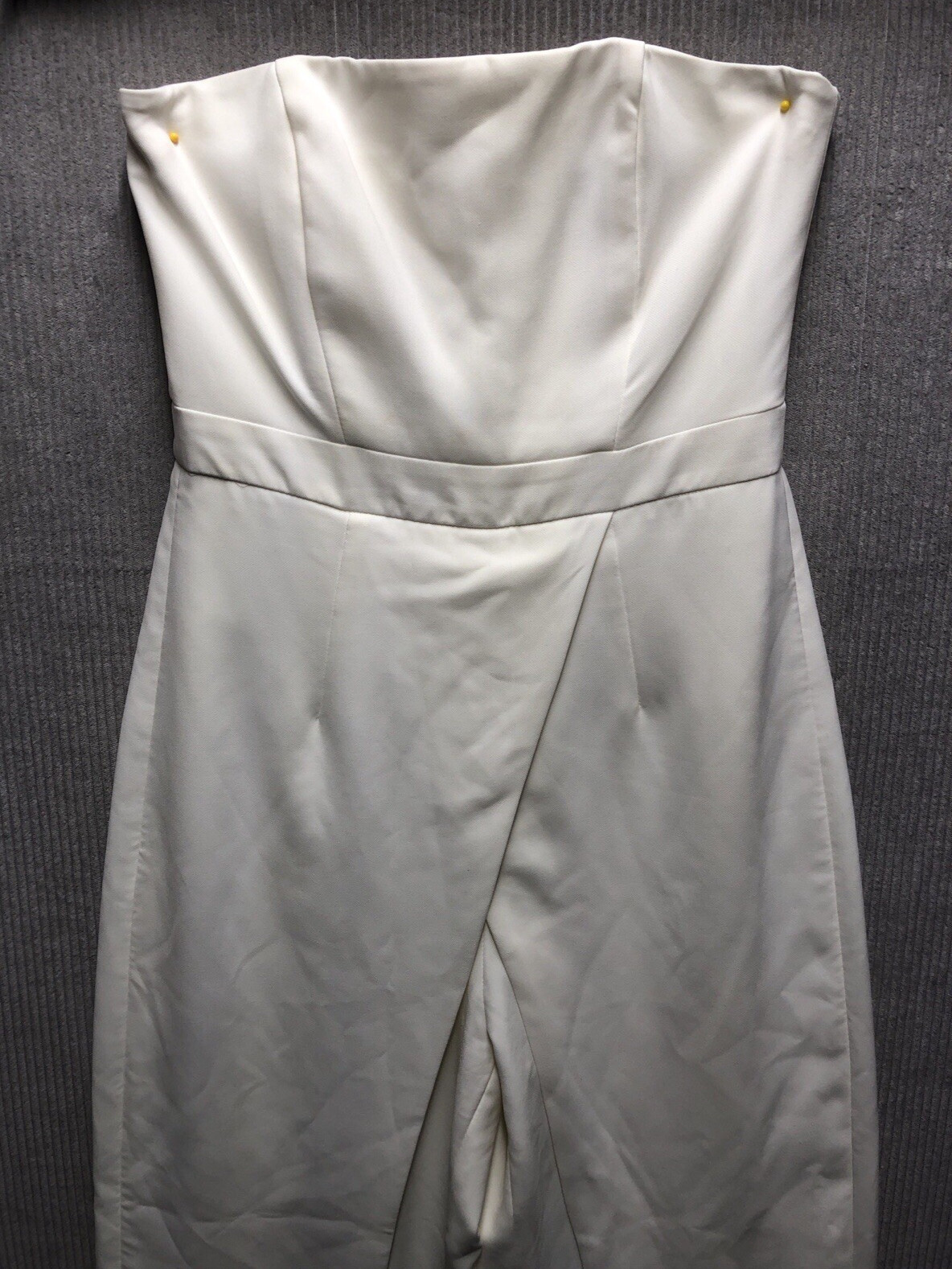 White House Black Market Strapless Jumper Size 0 Off White Split Layered Front