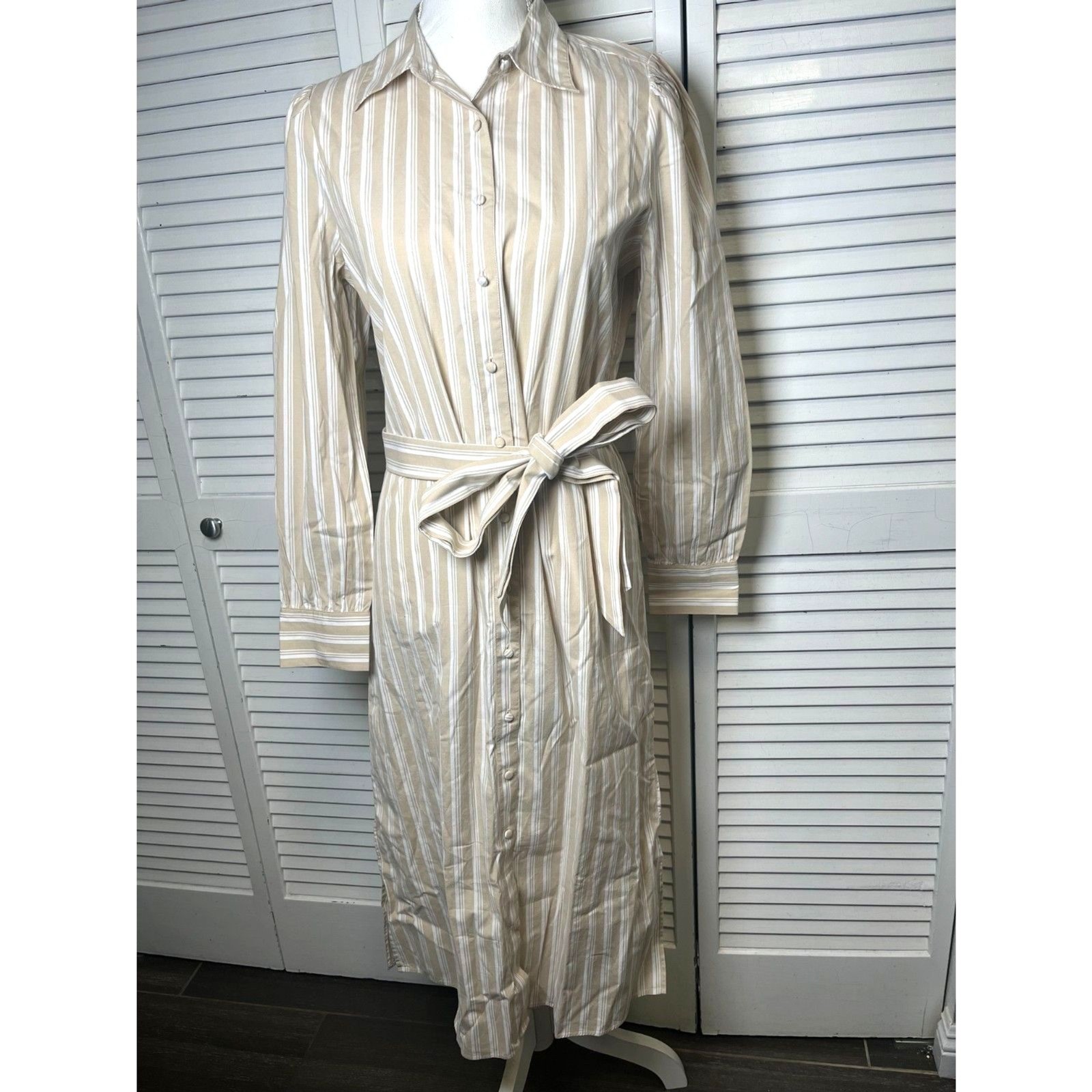 Vineyard Vines Striped Size Small Twill Midi Shirt Dress 98% cotton Preppy