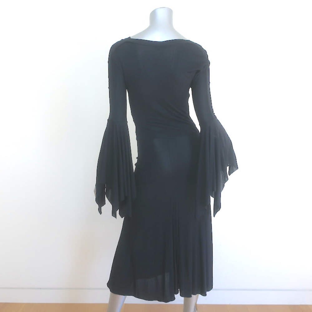 Vintage Yves Saint Laurent Tom Ford Bell Sleeve Dress Black Jersey Size Medium