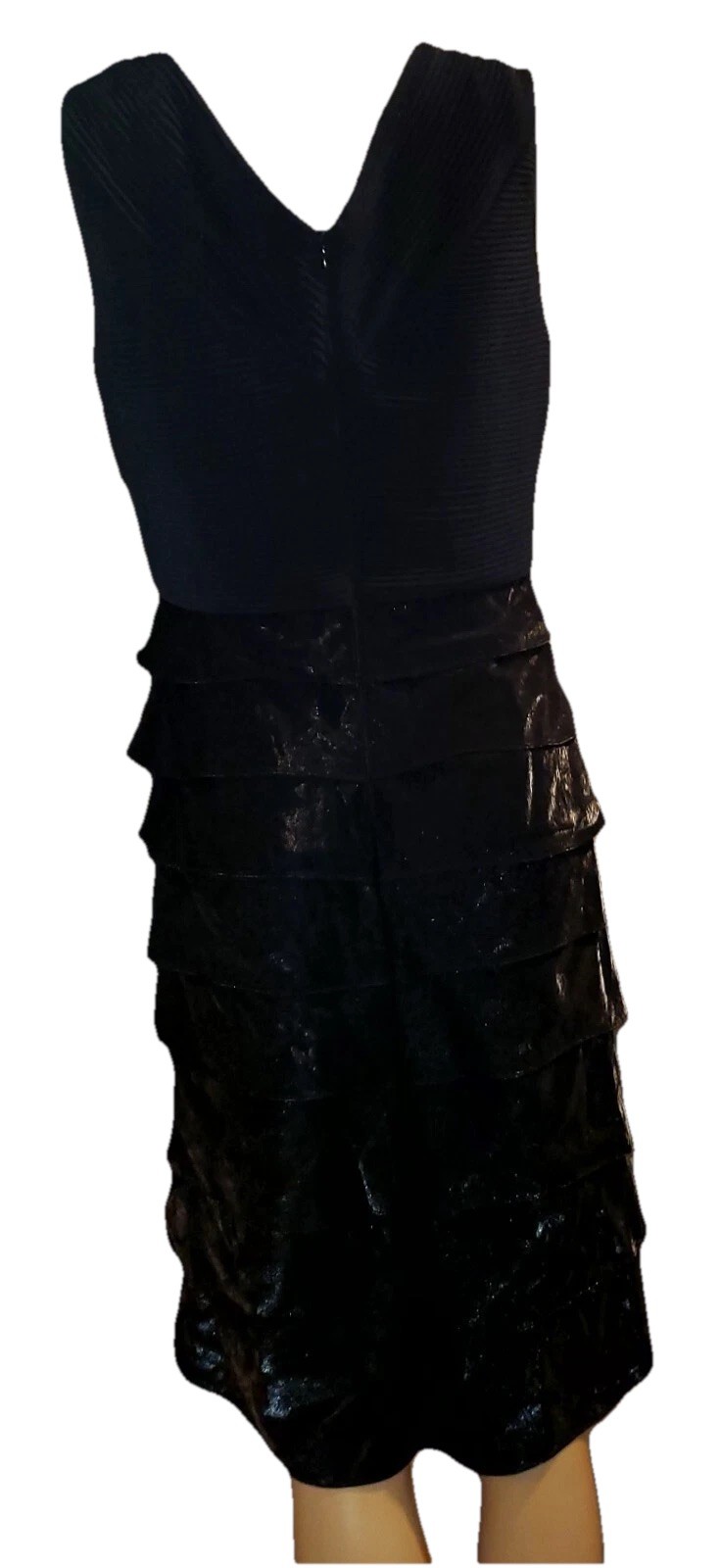 Womens Black Beaded Ruffle Layered Grunge Whimsigoth Cocktail Formal Dress Sz 8