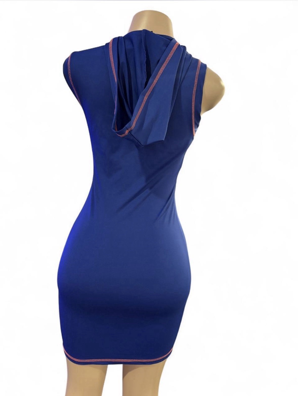 Fashion Nova Blue Solid Hooded Bodycon Mini Dress Sleeveless Stretch Women S