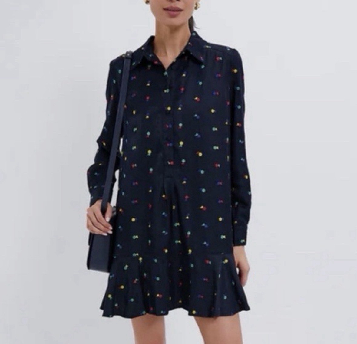 Tuckernuck Callahan Embroidered Shirt Dress Floral Collar Size S
