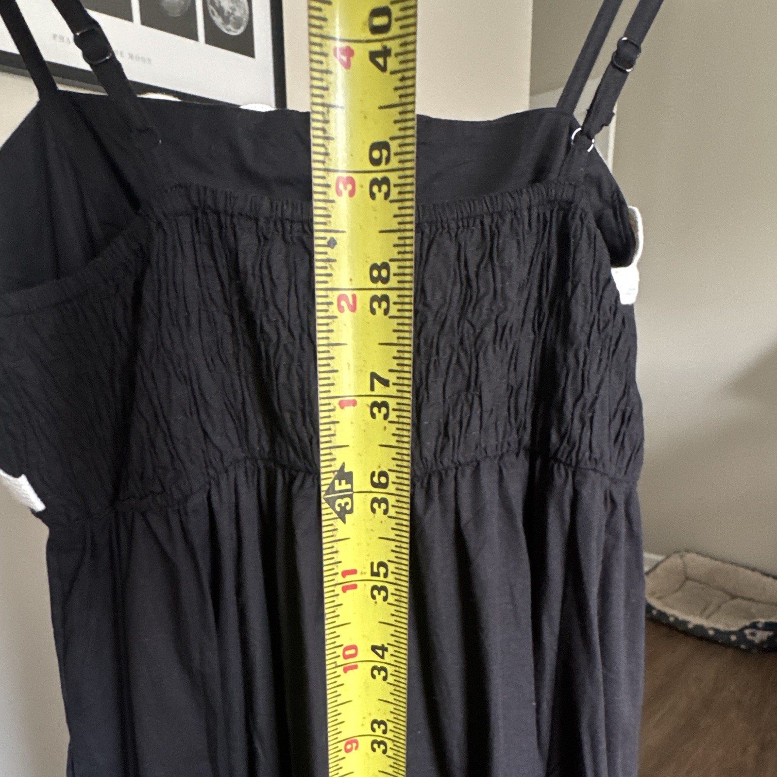 Sim & Sam Black/White Solid Smocked Strappy Square Neck Maxi Sundress XL