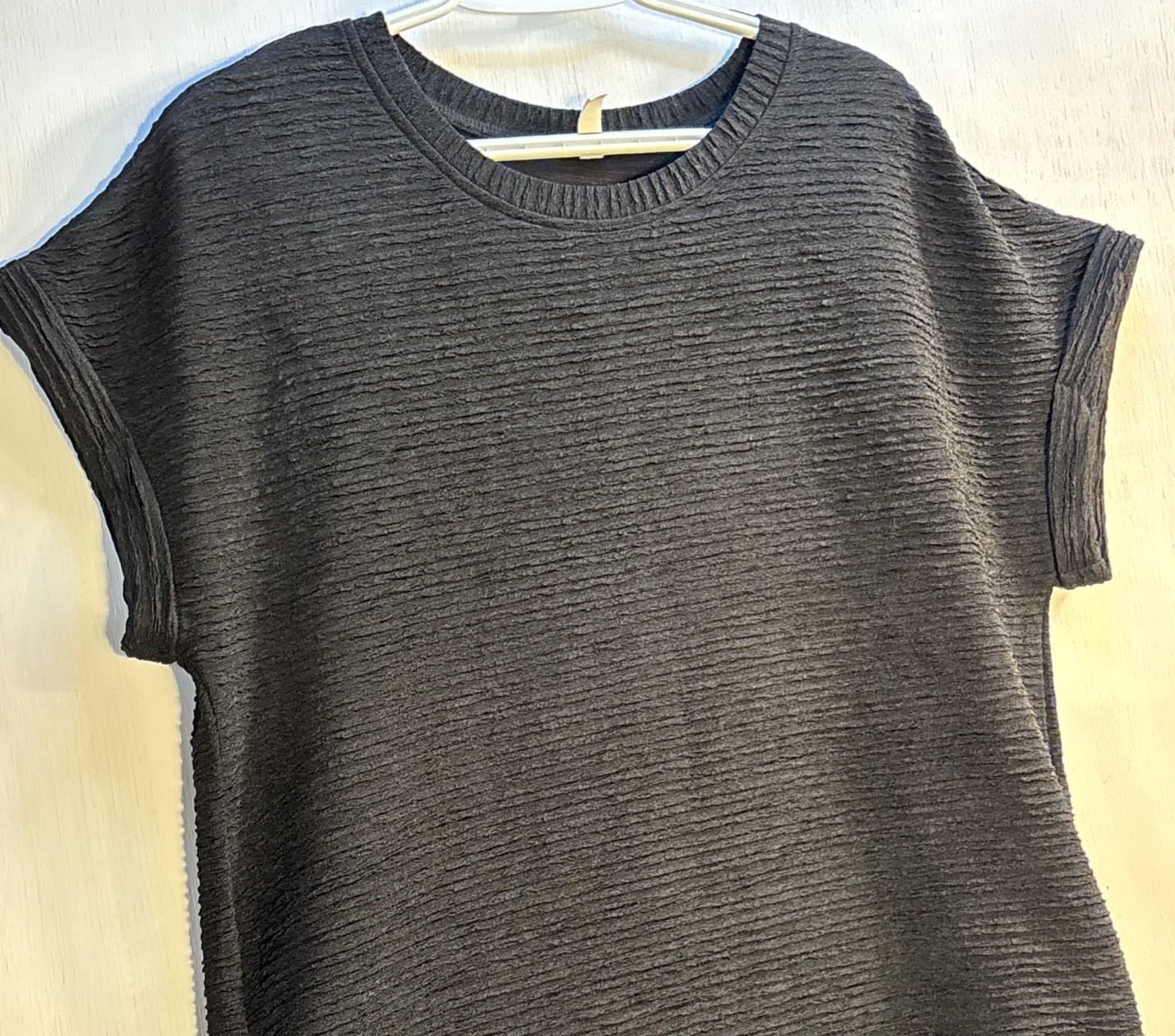 Evaless Women’s Size L Stretch Textured Knit Tunic Dress Pockets