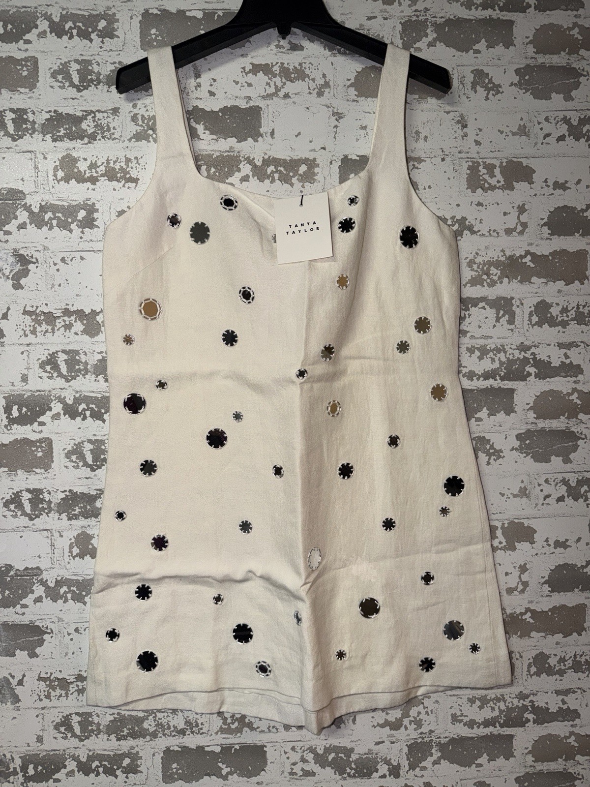 NWT! Tanya Taylor Barton Mirror Dress – Lightweight Linen – Creme Size 12 $595