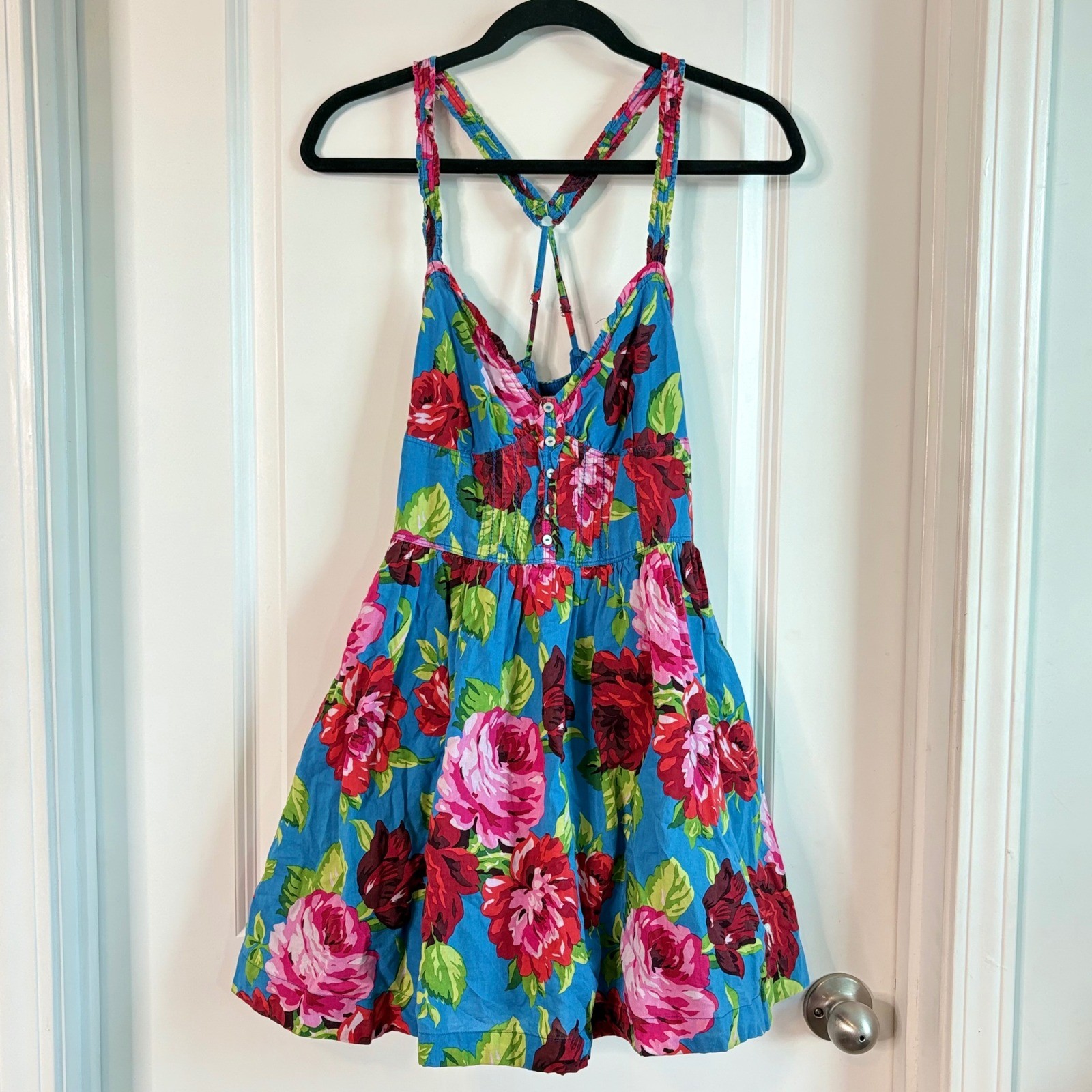 VTG Y2K Abercrombie & Fitch Women Floral Babydoll Coquette Pinup Mini SunDress M