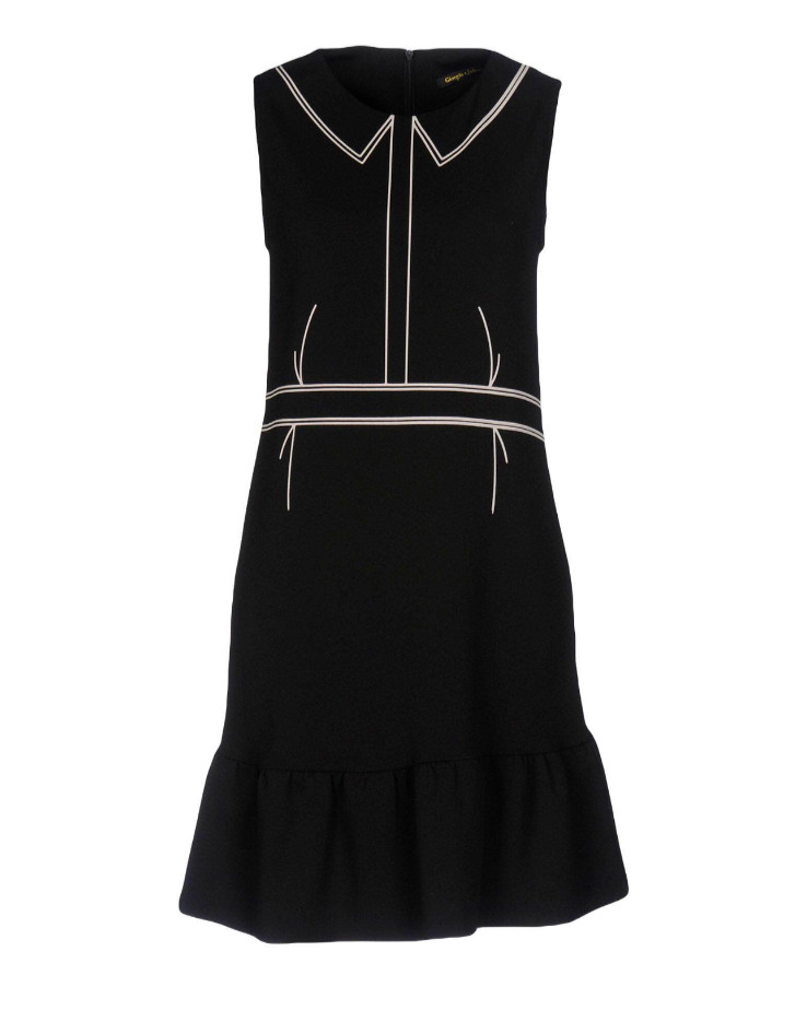 Giorgia & Johns Sleeveless Sheath Dress Office Career Black w/White Detail Sz L