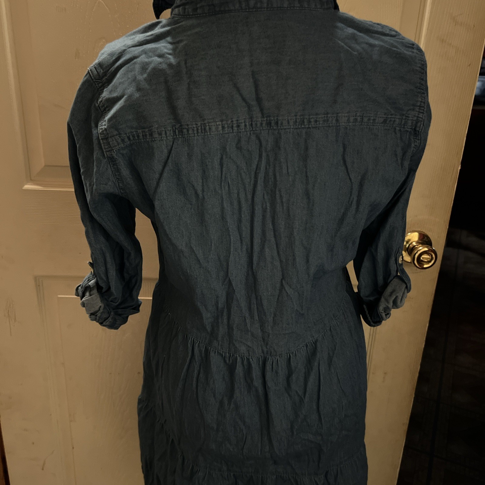 Millennium Denim Button Front Dress 3/4 Sleeves With Top Pockets PP40” L37” M