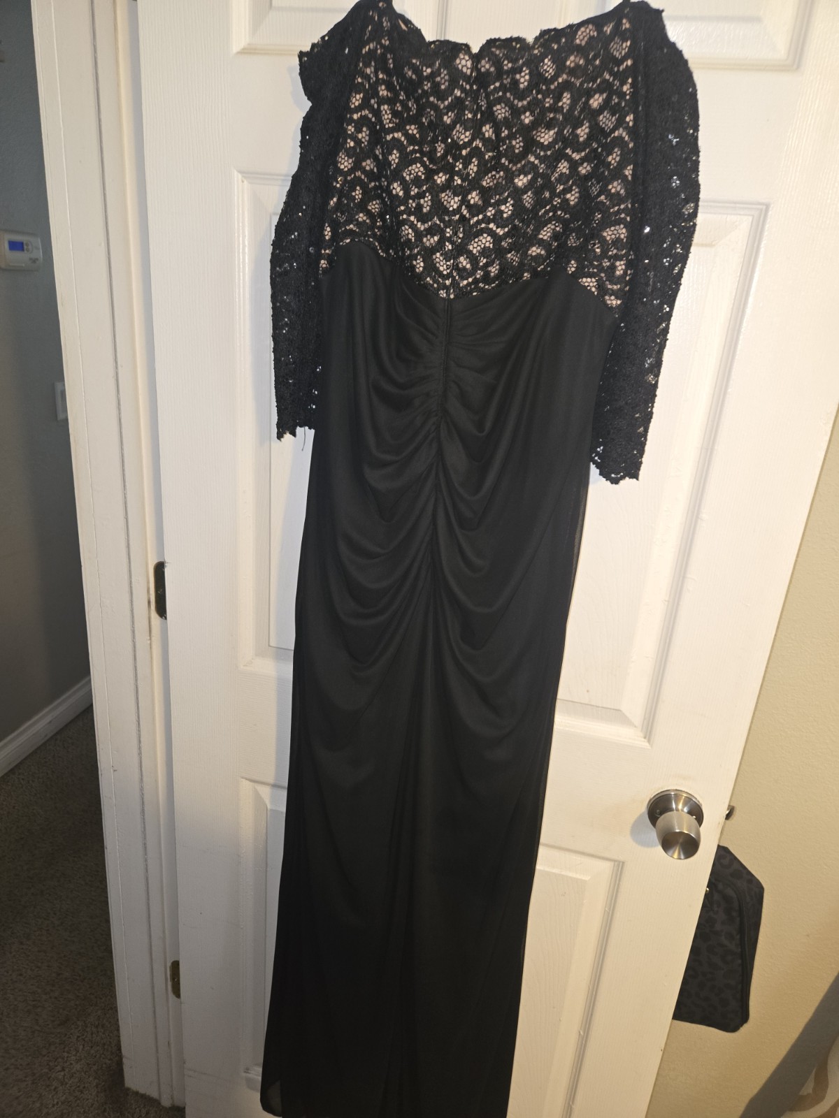 Betsy And Adam Black Lace- Off- The – Shoulder Gown Size 20