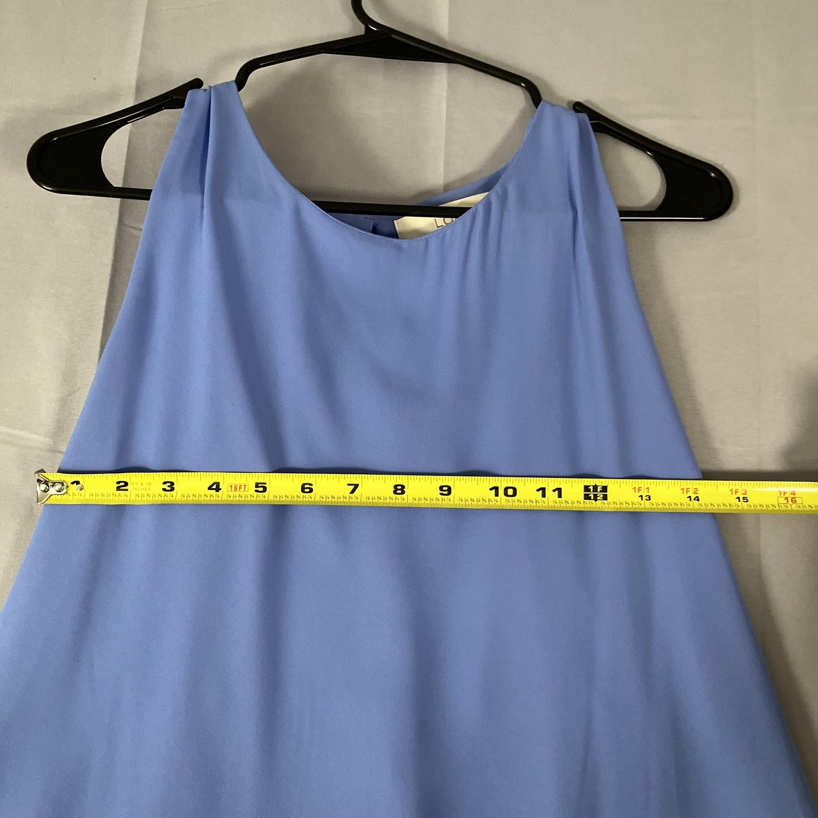 LOFT Tank Dress Womens Large Blue Ruffle Back Sleeveless Shift Mini Party Flowy
